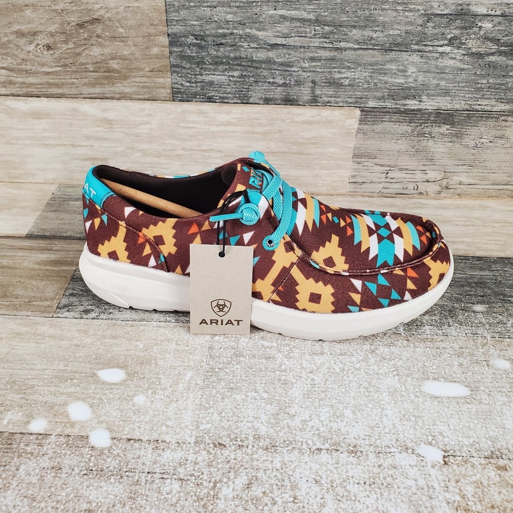 Ariat Hilo Womens Casual Shoes 6 B Brown Ancient Turquoise Print Comfort Sneaker